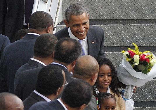 US President Barack Obama lands in Ethiopia 