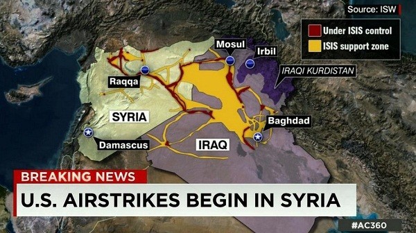 Pasukan koalisi membuka serangan-serangan  udara baru terhadap sasaran-sasaran IS