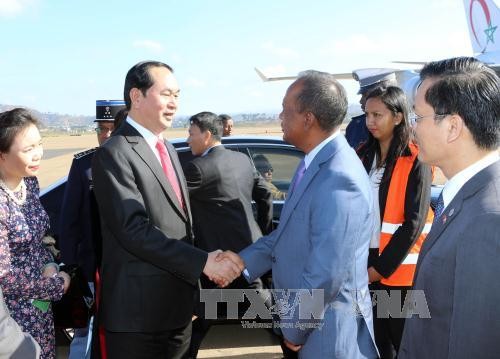 Le président Tran Dai Quang arrivé à Antananarivo