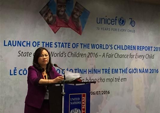Công bố Báo cáo tình hình trẻ em thế giới 2016: Cơ hội công bằng cho mọi trẻ em 