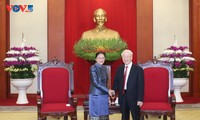 El máximo líder político de Vietnam se reúne con la vicepresidenta de Laos