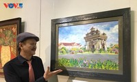 Triển lãm tranh của họa sỹ Lê Dũng Cường về đất nước Lào