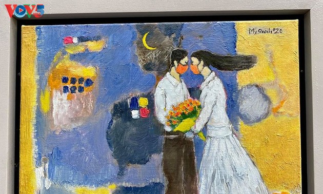 Выставка картин, написанных вьетнамскими художниками во время социального дистанцирования