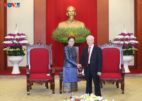 El máximo líder político de Vietnam se reúne con la vicepresidenta de Laos - ảnh 1