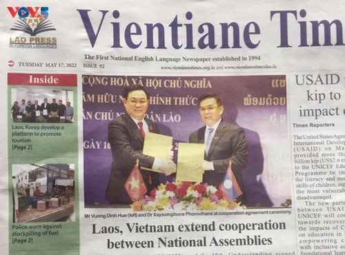 Laotische Medien berichten über den offiziellen Besuch des vietnamesischen Parlamentspräsidenten - ảnh 1