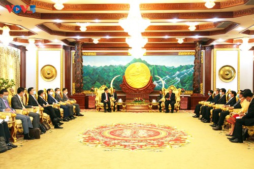 越南政府副总理兼外长范平明向老挝高级领导人通报合作结果 - ảnh 1