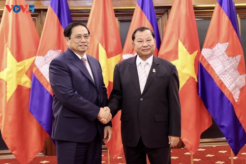 Премьер-министр Вьетнама Фам Минь Тинь встретился с председателем Сената Камбоджи Сай Чхумом - ảnh 1