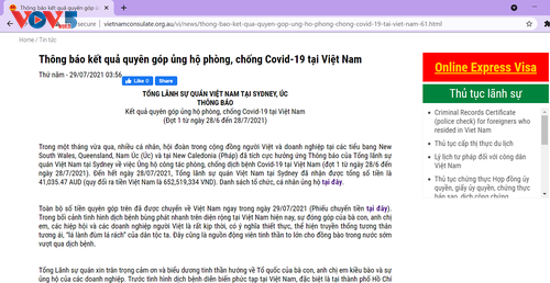 Vietnamesen in Australien unterstützen COVID-19-Bekämpfung in Vietnam - ảnh 1
