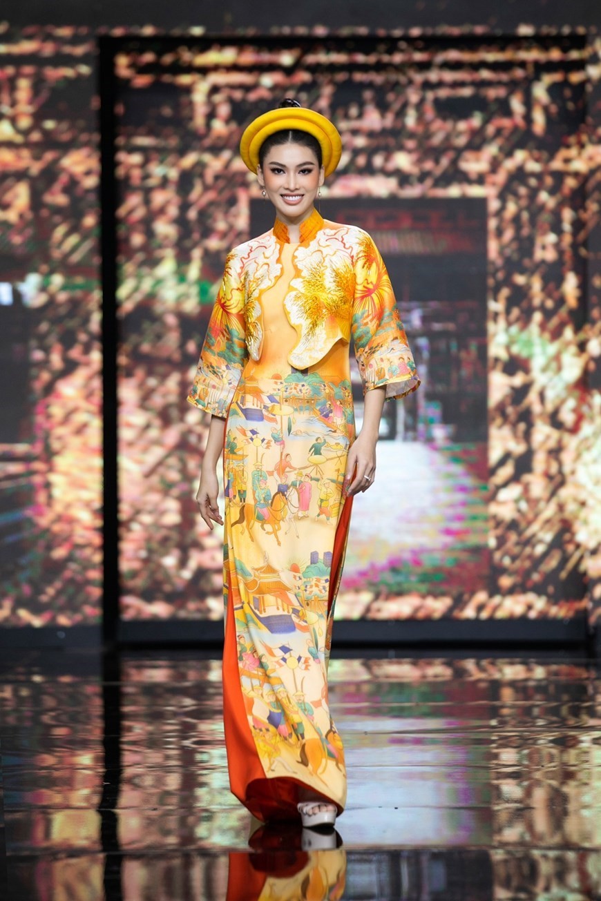 Ao Dai collection depicts traditional Tet paintings - ảnh 3