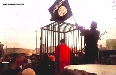 イスラム国 クルド人捕虜を檻に入れて市中引き回す焼殺予告