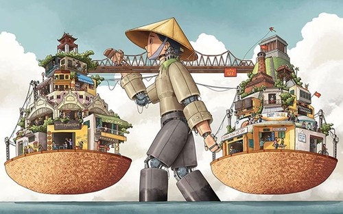 Exposición de obras ilustradas sobre Hanói - ảnh 1