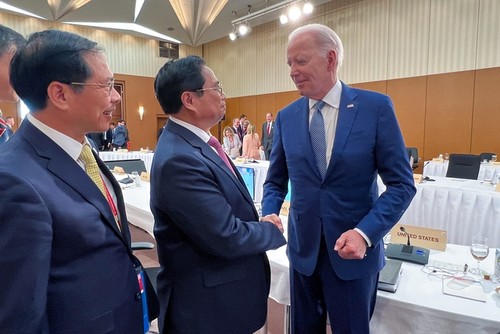 Primer ministro de Vietnam se reúne en Hiroshima con el presidente de Estados Unidos - ảnh 1