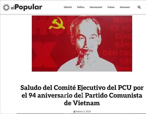 Partido Comunista de Uruguay felicita 94.° aniversario del Partido Comunista de Vietnam - ảnh 1