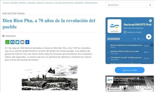 Radio Nacional Argentina destaca Dien Bien Phu, a 70 años de la revolución del pueblo vietnamita - ảnh 1