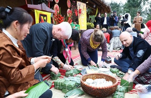 Cuerpo diplomático extranjero explora la tradición de Tet vietnamita - ảnh 1