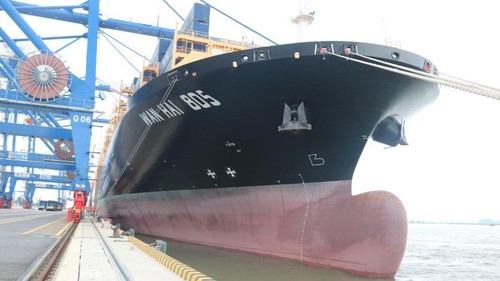 海防国际集装箱港迎来跨太平洋的13.2万吨集装箱船 - ảnh 1