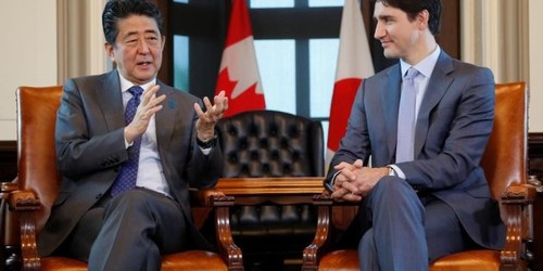 Shinzo Abe et Justin Trudeau se félicitent du partenariat transpacifique - ảnh 1