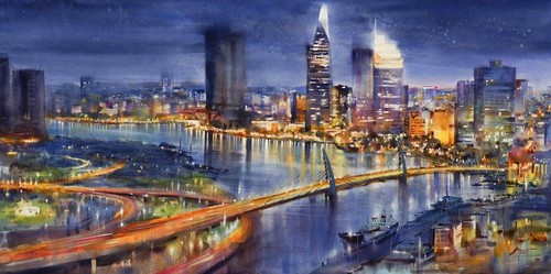 Ho Chi Minh City sparkles in Doan Quoc’s watercolor paintings - ảnh 10