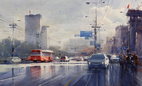 Ho Chi Minh City sparkles in Doan Quoc’s watercolor paintings - ảnh 12