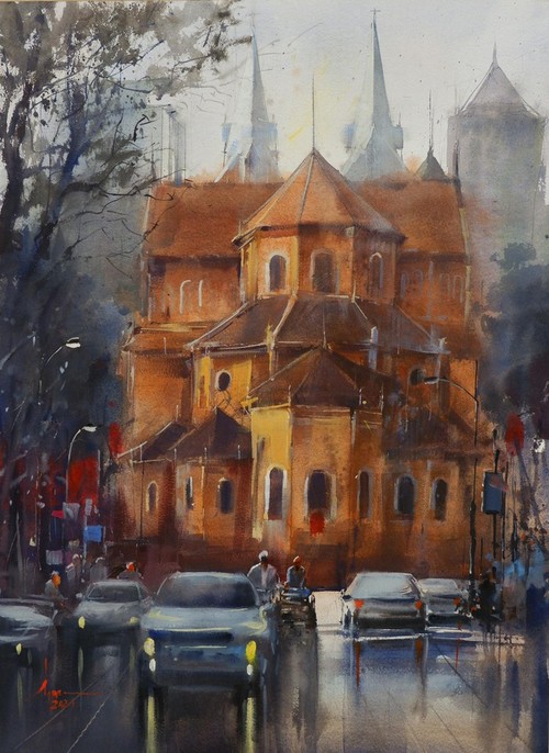 Ho Chi Minh City sparkles in Doan Quoc’s watercolor paintings - ảnh 14