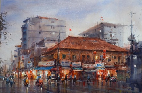 Ho Chi Minh City sparkles in Doan Quoc’s watercolor paintings - ảnh 15