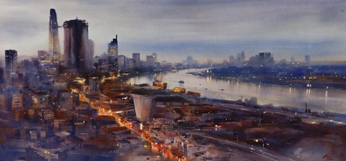 Ho Chi Minh City sparkles in Doan Quoc’s watercolor paintings - ảnh 9