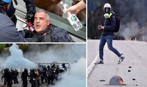 意大利警方与反对意奥边境管制措施的示威者发生冲突 - ảnh 1