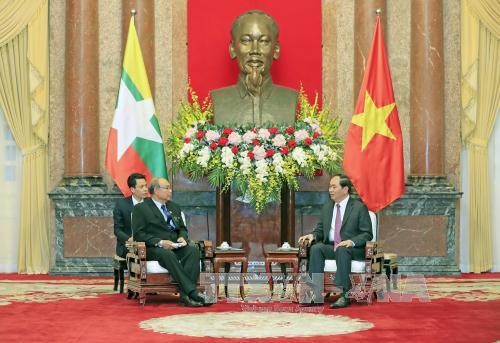 越南国家主席陈大光会见缅甸联邦议会议长兼民族院议长曼温凯丹 - ảnh 1