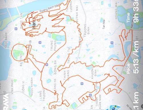 Laufen und Radfahren zur Zeichnung des Drachen - ảnh 1
