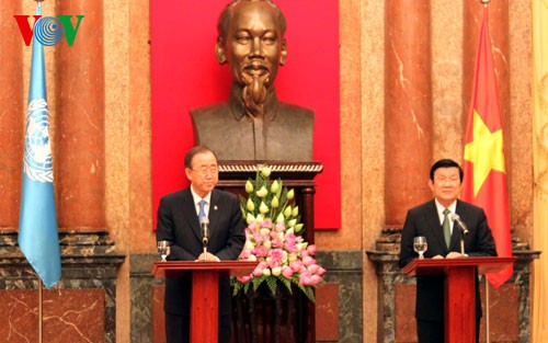 Staatspräsident Truong Tan Sang führt Gespräch mit dem UN-Generalsekretär - ảnh 2