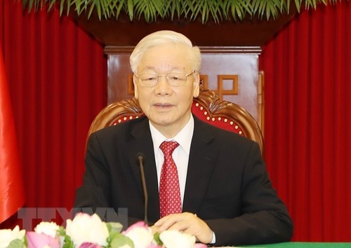 KPV-Generalsekretär Nguyen Phu Trong nimmt an der Online-Konferenz zwischen der KP Chinas und den Parteien weltweit teil - ảnh 1