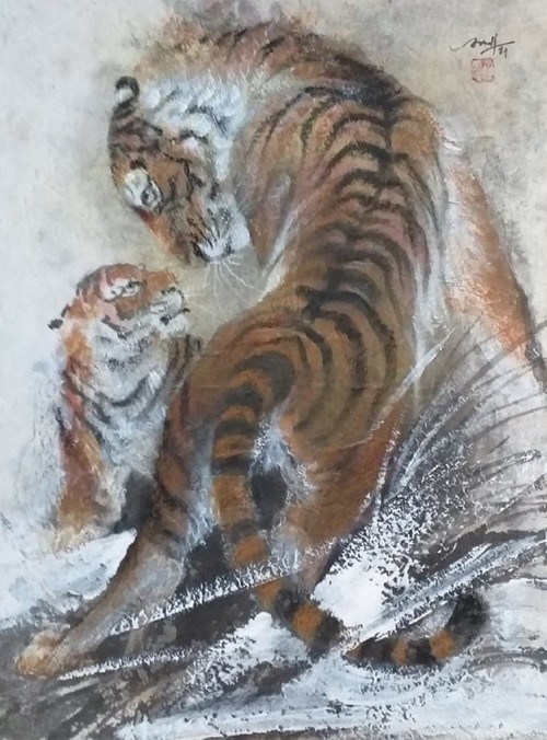 Lebendige Tigerbilder des Malers Nguyen Doan Ninh - ảnh 10