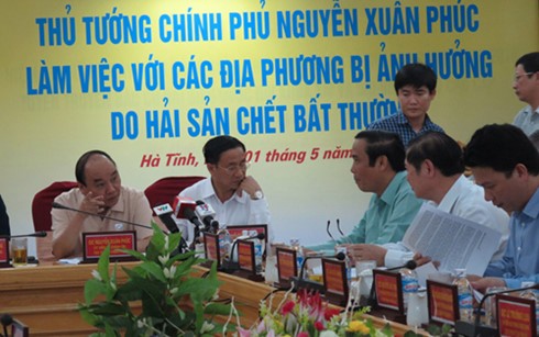 នាយករដ្ឋមន្រ្តីលោក Nguyen Xuan Phuc ជួបធ្វើការនៅខេត្ត Ha Tinh អំពីបាតុភូតត្រីងាប់មិនប្រក្រតី - ảnh 1