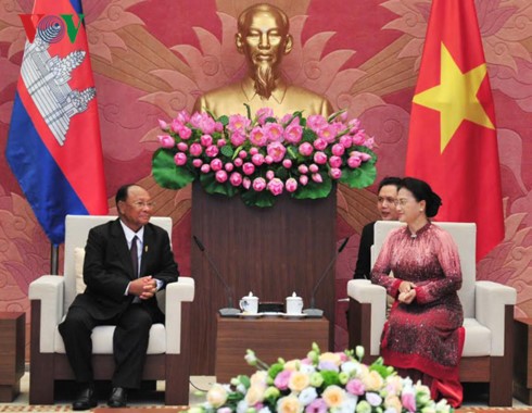 越南国会主席阮氏金银与柬埔寨国会主席韩桑林举行会谈 - ảnh 1