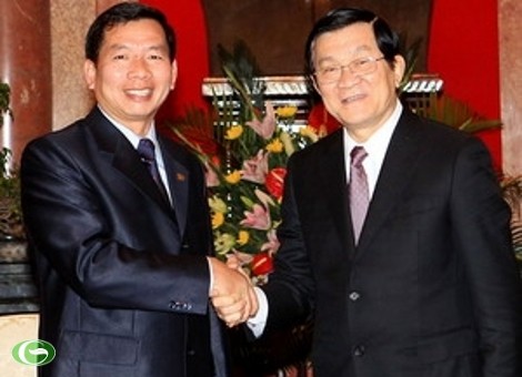 State President Sang received the Chief Judge of the Lao Supreme People’s Court - ảnh 1