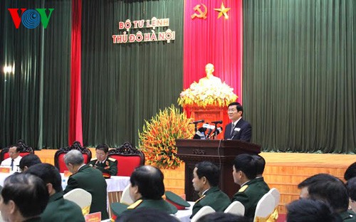 President Truong Tan Sang visits Hanoi capital command - ảnh 1