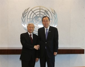 Party leader meets UN Secretary General Ban Ki Moon - ảnh 1