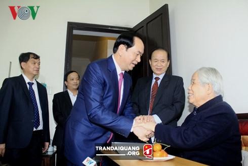 President Tran Dai Quang visits former Party leader Do Muoi  - ảnh 1