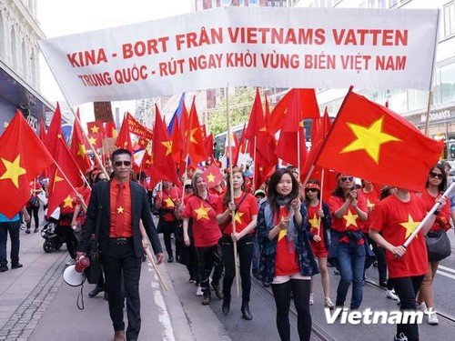 Les Vietnamiens en Suède protestent contre les agissements de la Chine en mer  - ảnh 1