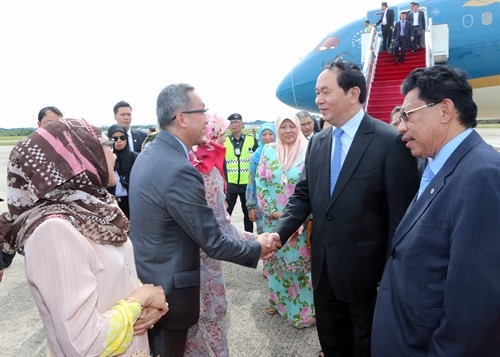 Le président Tran Dai Quang est arrivé au Brunei - ảnh 1