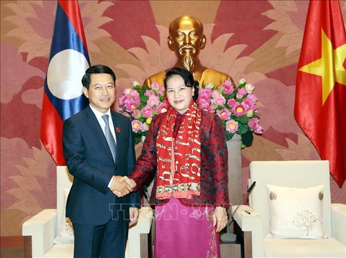 Presidenta del Parlamento vietnamita recibe al canciller laosiano - ảnh 1