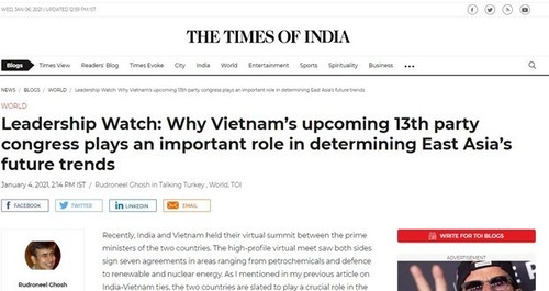 Prensa india resalta importancia del XIII Congreso Nacional del Partido Comunista de Vietnam - ảnh 1