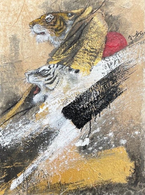 Vívidas pinturas sobre el Tigre, signo zodiacal del año lunar 2022 - ảnh 17