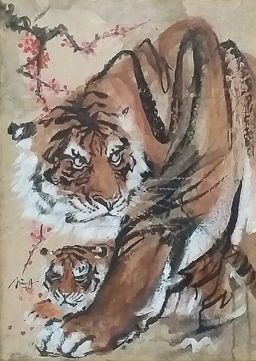 Vívidas pinturas sobre el Tigre, signo zodiacal del año lunar 2022 - ảnh 6