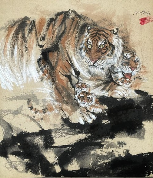 Vívidas pinturas sobre el Tigre, signo zodiacal del año lunar 2022 - ảnh 7