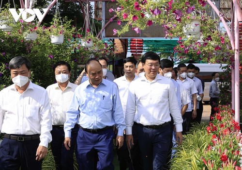 Presidente vietnamita visita modelos de economía agrícola de Dong Thap - ảnh 1