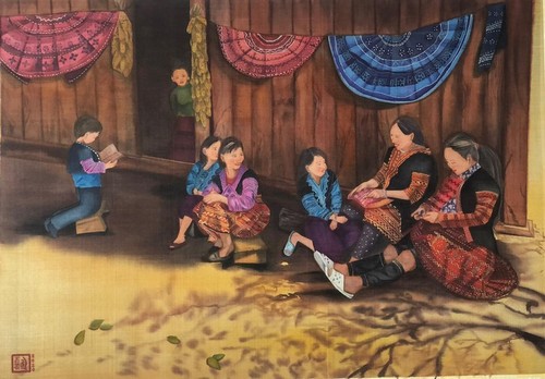 La lectura y los lectores en pinturas sobre seda de Thanh Luu - ảnh 18