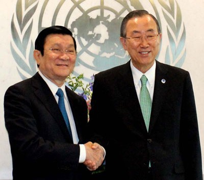 Presiden Vietnam Truong Tan Sang  menerima Sekjen PBB, Ban Ki-moon - ảnh 1