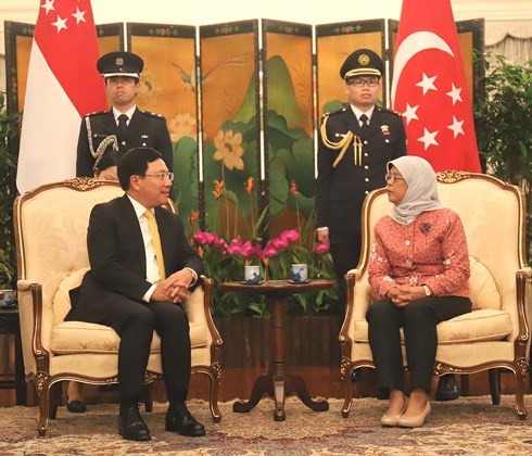 Deputi PM, Menlu Vietnam Pham Binh Minh bertemu dengan para pemimpin Singapura - ảnh 1