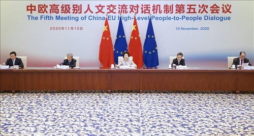 Tiongkok  dan Uni Eropa sepakat memperkokoh hubungan bilateral melalui dialog rakyat - ảnh 1